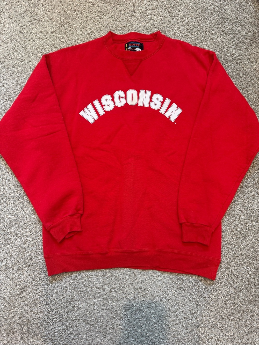 Soffe Red Wisconsin Crewneck Sweatshirt
